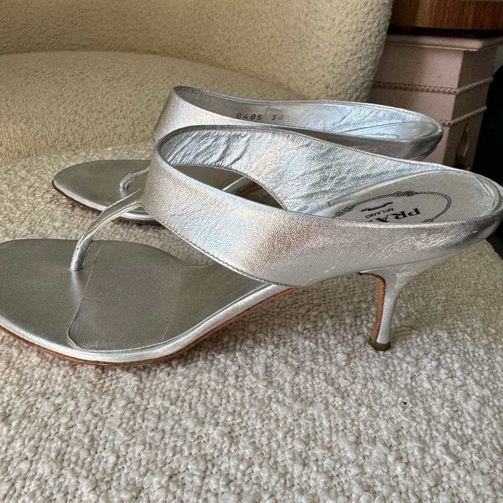 Prada silver metallic thong slide - image 2